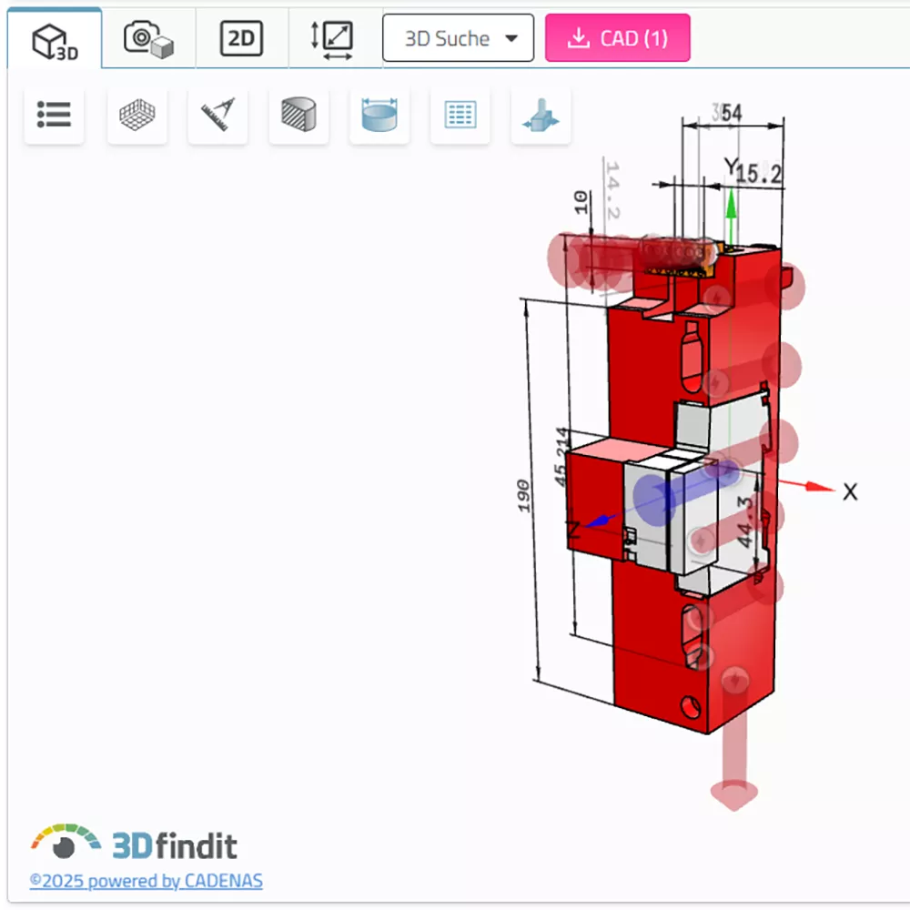 A computer screen displays a detailed view of a 3D model of a surge protection device.